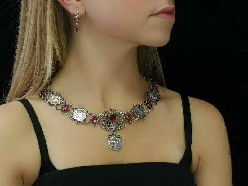 Victorian silver parure set, bracelet, necklace and earrings (image 3 of 9)